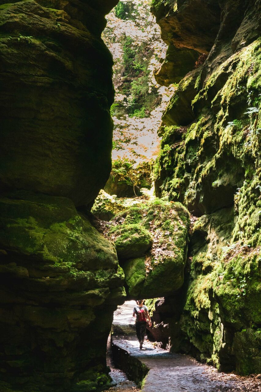 Sächsische Schweiz Malerweg Etappe 1: Das Felsentor im Uttewalder Grund, mehr Durchgang als Tor